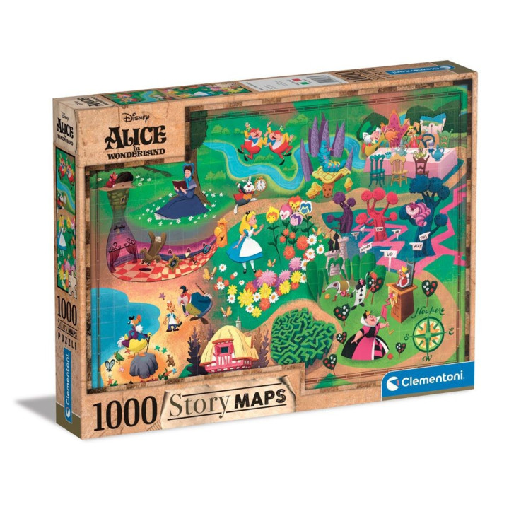 CLEMENTONI 1000ч. Пъзел Disney Story Maps Alice in Wonderland 39667
