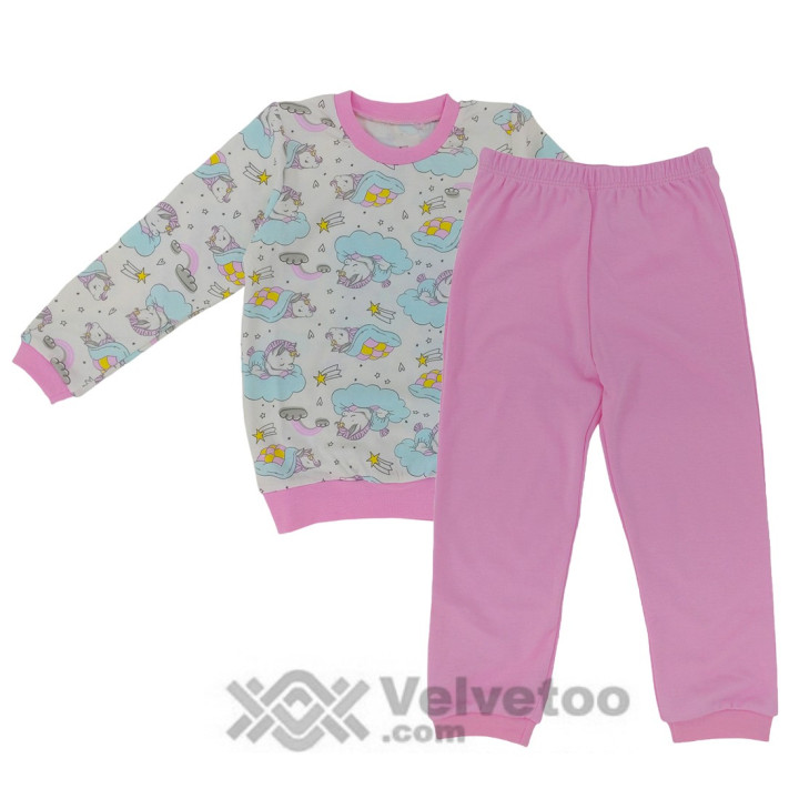 Детска пижама интерлок момиче Candy baby в размери от 104 до 116