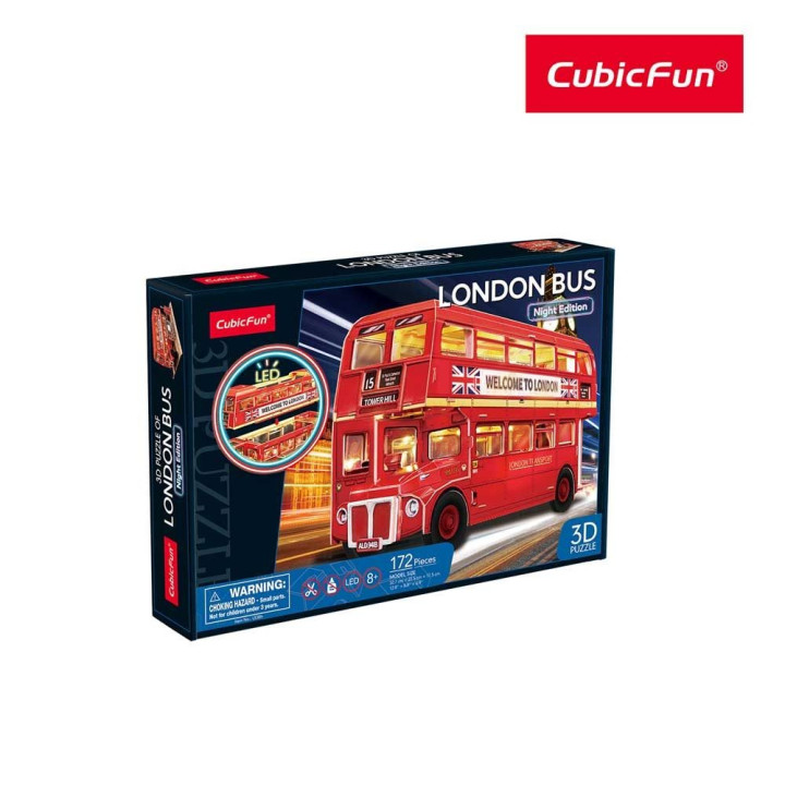 CubicFun Пъзел 3D London Bus Night Edition 161ч. с LED светлини L538