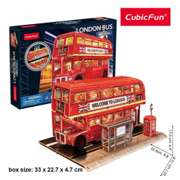 CubicFun Пъзел 3D London Bus Night Edition 161ч. с LED светлини L538