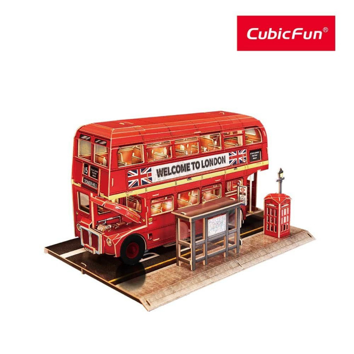 CubicFun Пъзел 3D London Bus Night Edition 161ч. с LED светлини L538