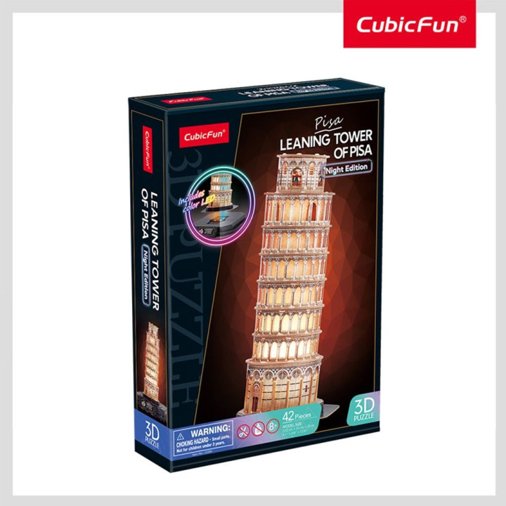 CubicFun Пъзел 3D Leaning Tower of Pisa Night Edition с LED светлини L535