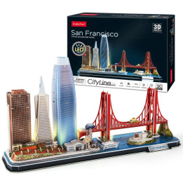 CubicFun Пъзел 3D Cityline San Francisco 90ч. с LED светлини L524