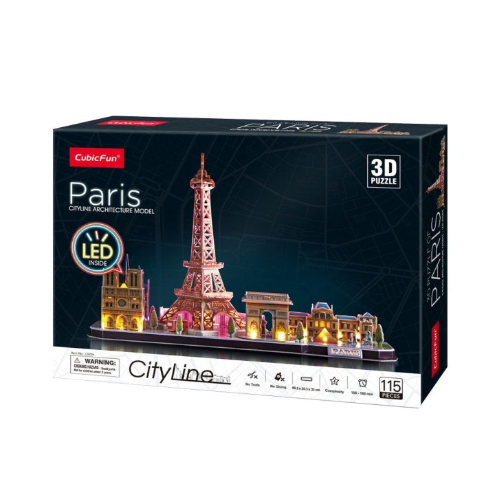 CubicFun Пъзел 3D City Line Paris 115ч. с LED светлини L525