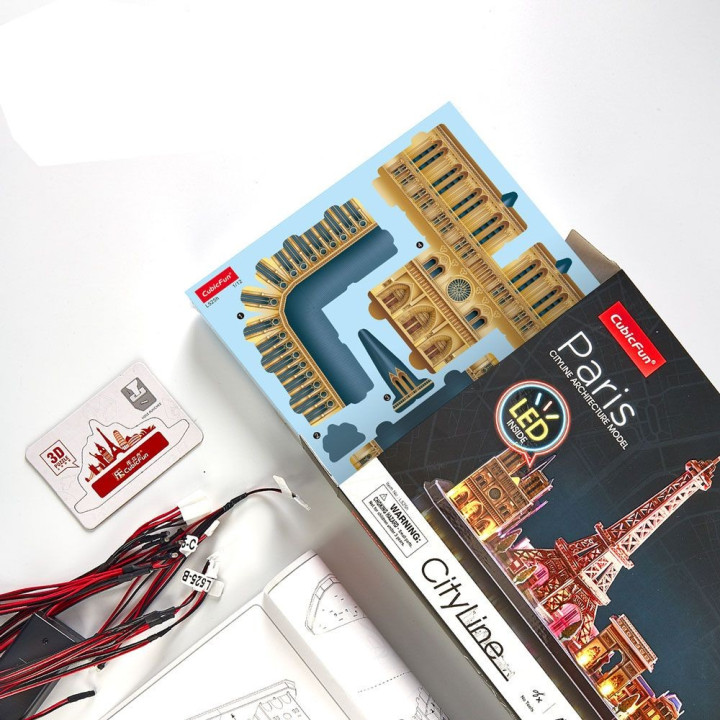 CubicFun Пъзел 3D City Line Paris 115ч. с LED светлини L525