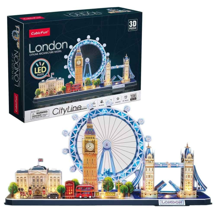 CubicFun Пъзел 3D City Line London 186ч. с LED светлини L532