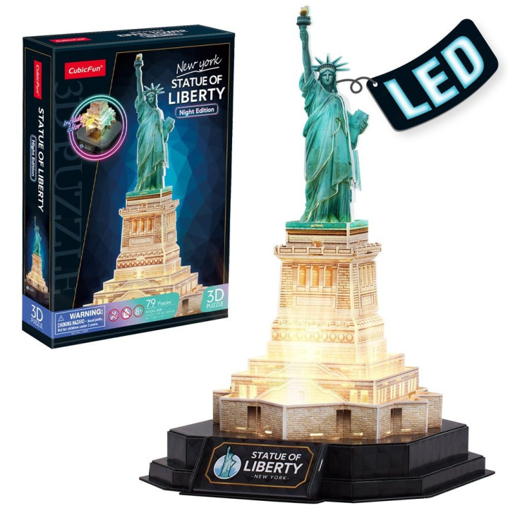 CubicFun Пъзел 3D Statue of Liberty New York Night Edition с LED светлини L536