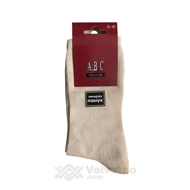 Мъжки памучен чорап ажурен ABC М071 бежов